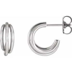 14K White Left 12 mm Hoop Earrings