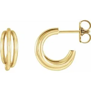 14K Yellow Left 12 mm Hoop Earrings