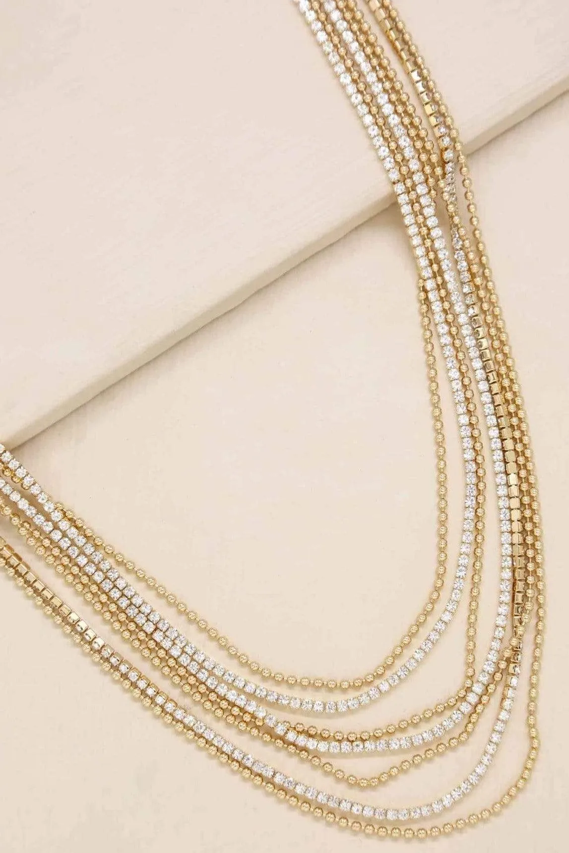 18k Crystal Multi Layer Necklace