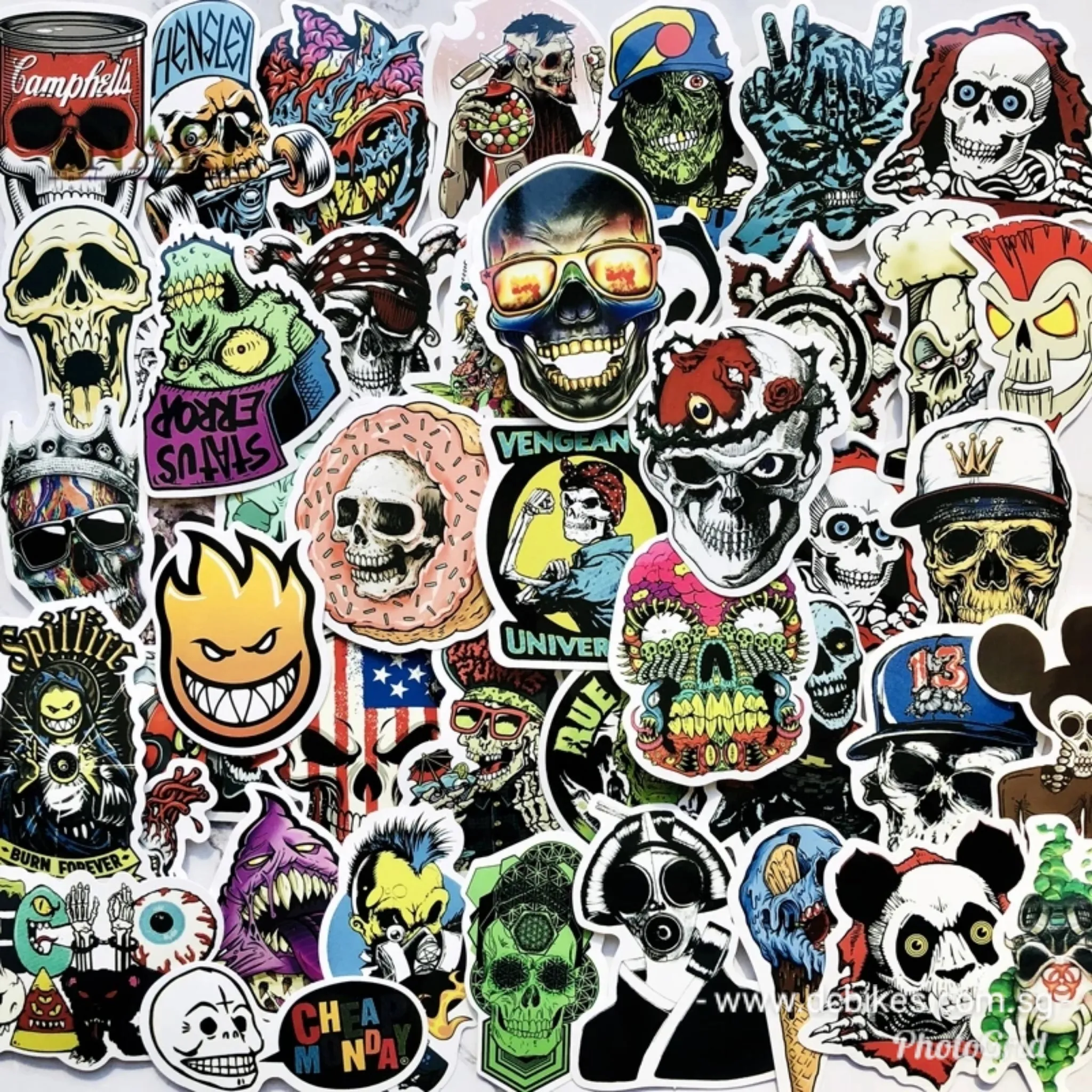 50 Pieces Evil Skull DIY Colour Random Sticker Bomb Decals