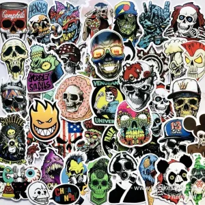 50 Pieces Evil Skull DIY Colour Random Sticker Bomb Decals