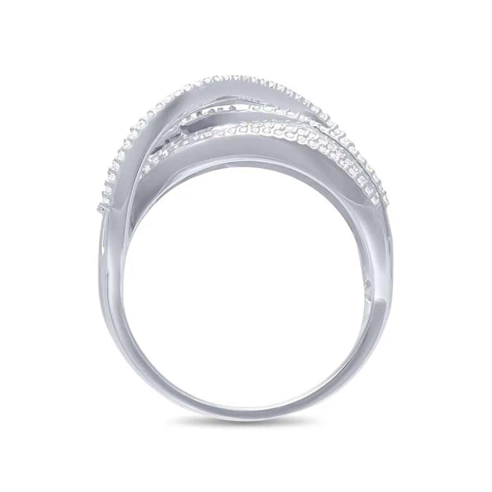 9ct White Gold 1.00ct Diamond Multi Layer Ring