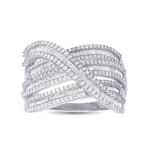 9ct White Gold 1.00ct Diamond Multi Layer Ring