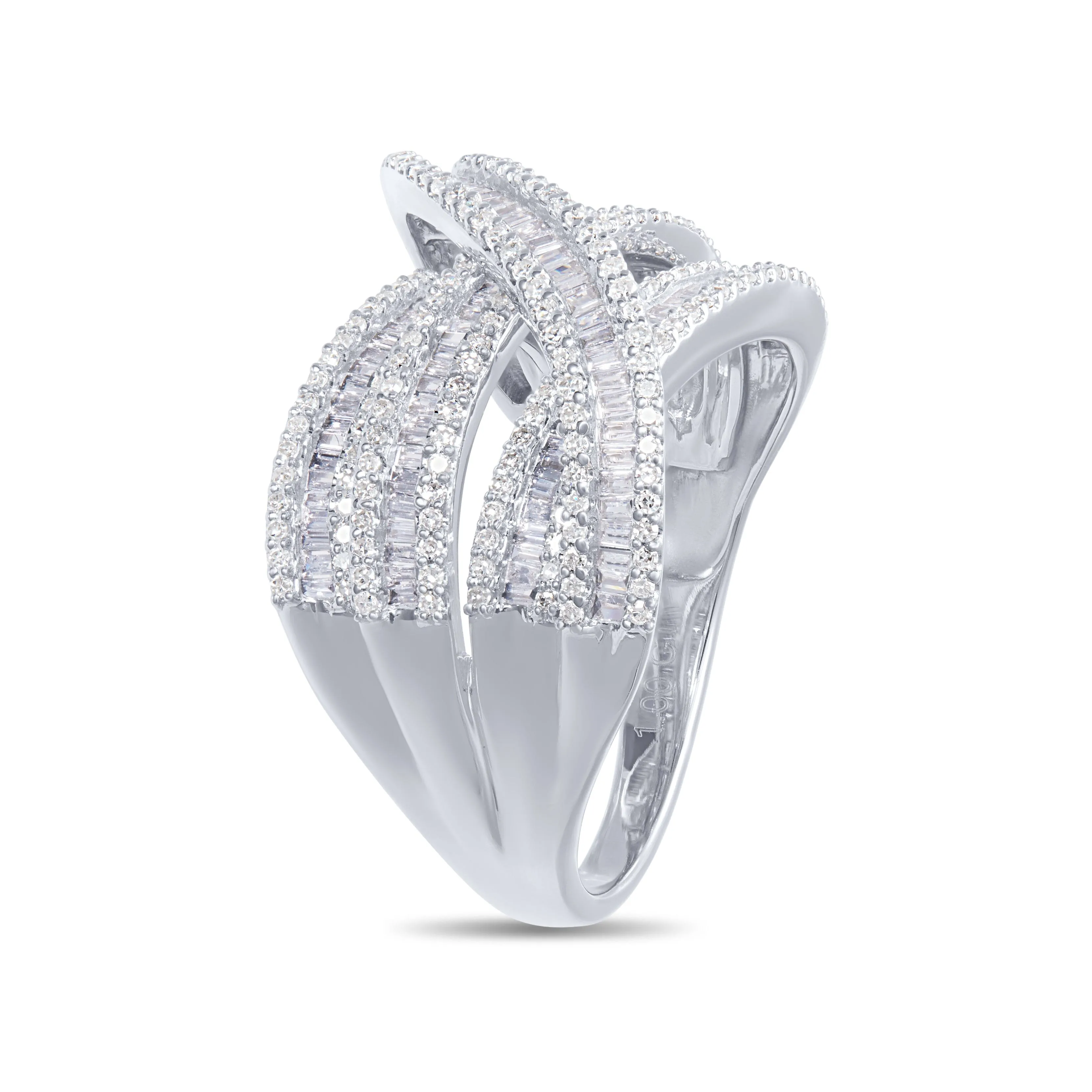 9ct White Gold 1.00ct Diamond Multi Layer Ring