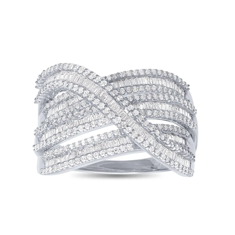 9ct White Gold 1.00ct Diamond Multi Layer Ring