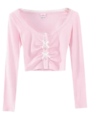Angelic Allure Lacey Bow Crop Top