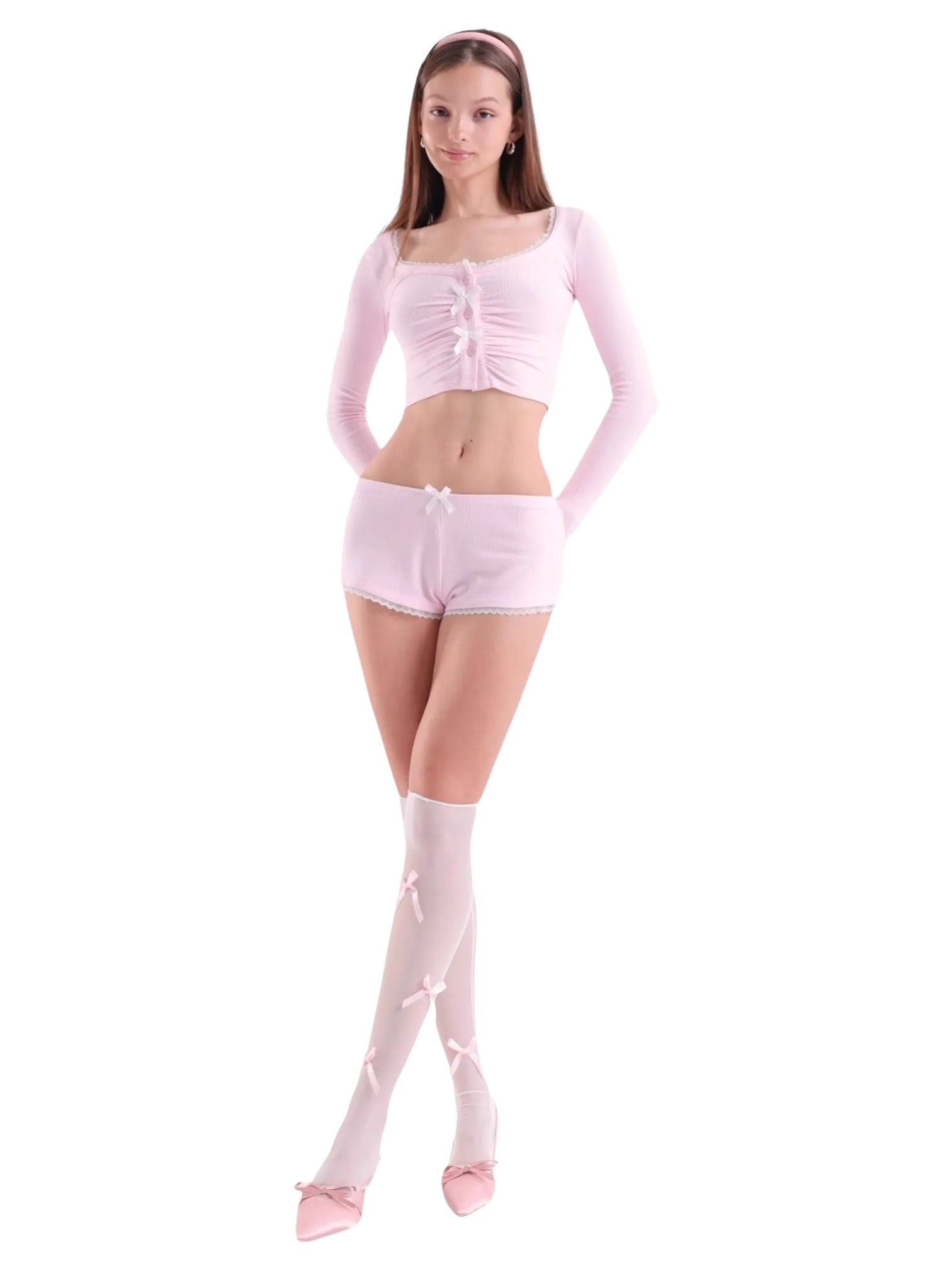 Angelic Allure Lacey Bow Crop Top