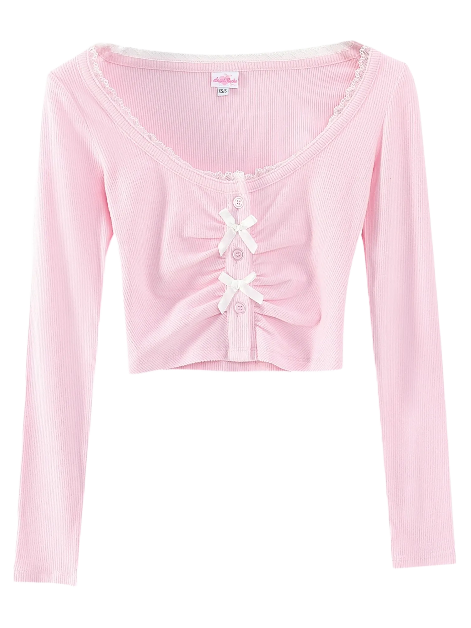 Angelic Allure Lacey Bow Crop Top