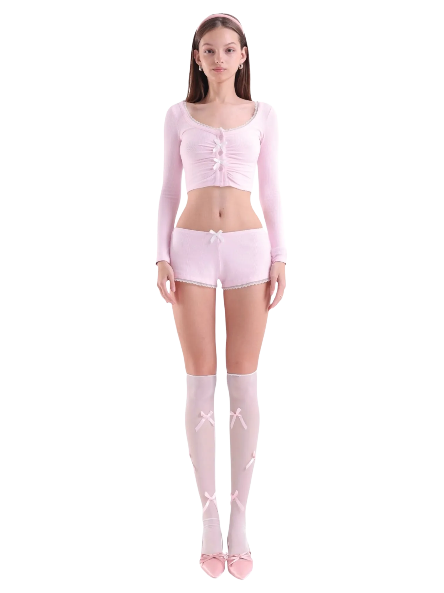 Angelic Allure Lacey Bow Crop Top