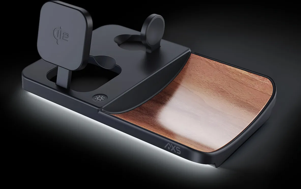AXS 3-in-1 Wood Grain Power Tray | Brown