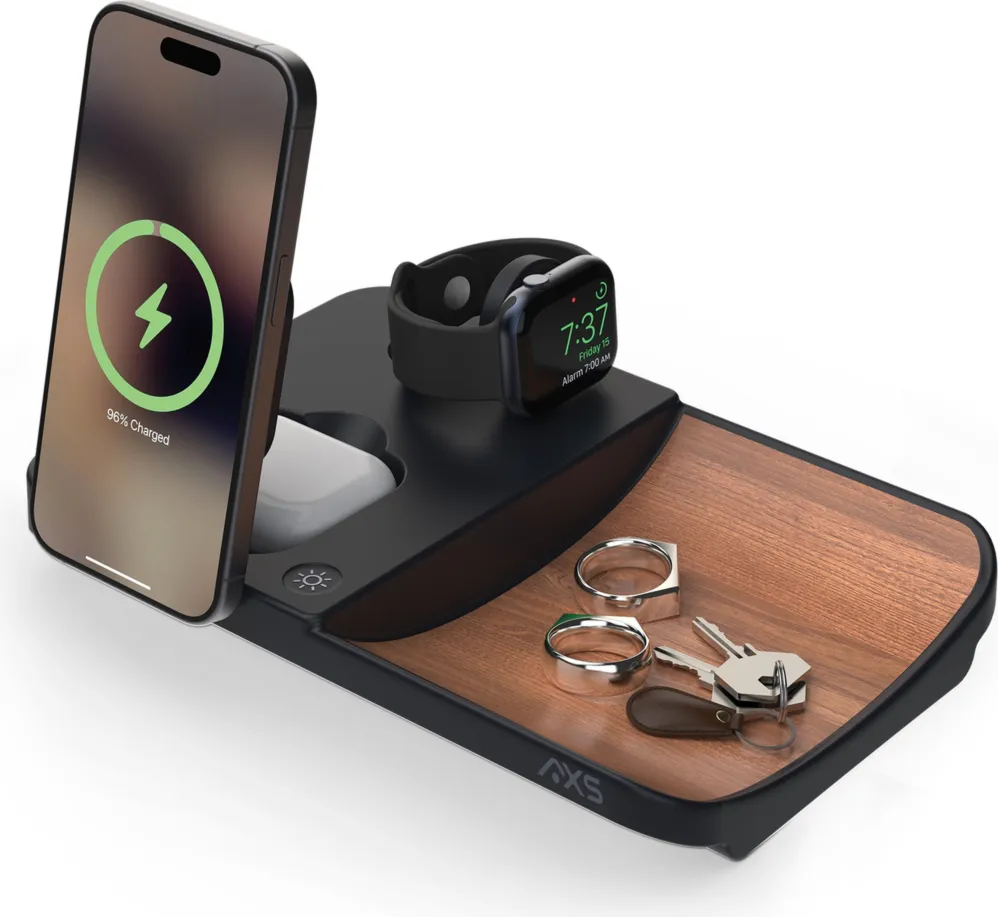 AXS 3-in-1 Wood Grain Power Tray | Brown