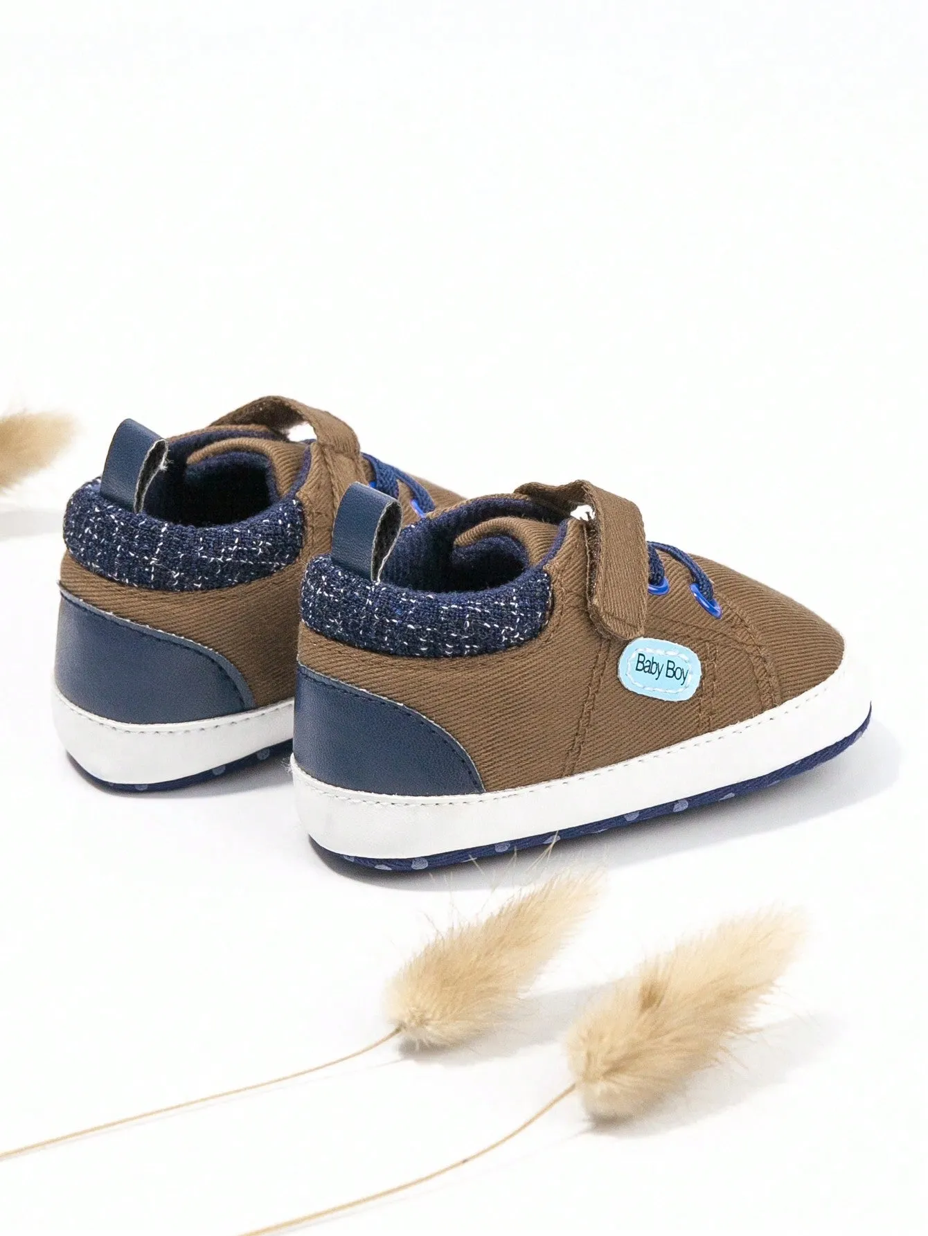 Baby Boy Letter Patch Hook-and-loop Fastener Strap Sneakers- FD