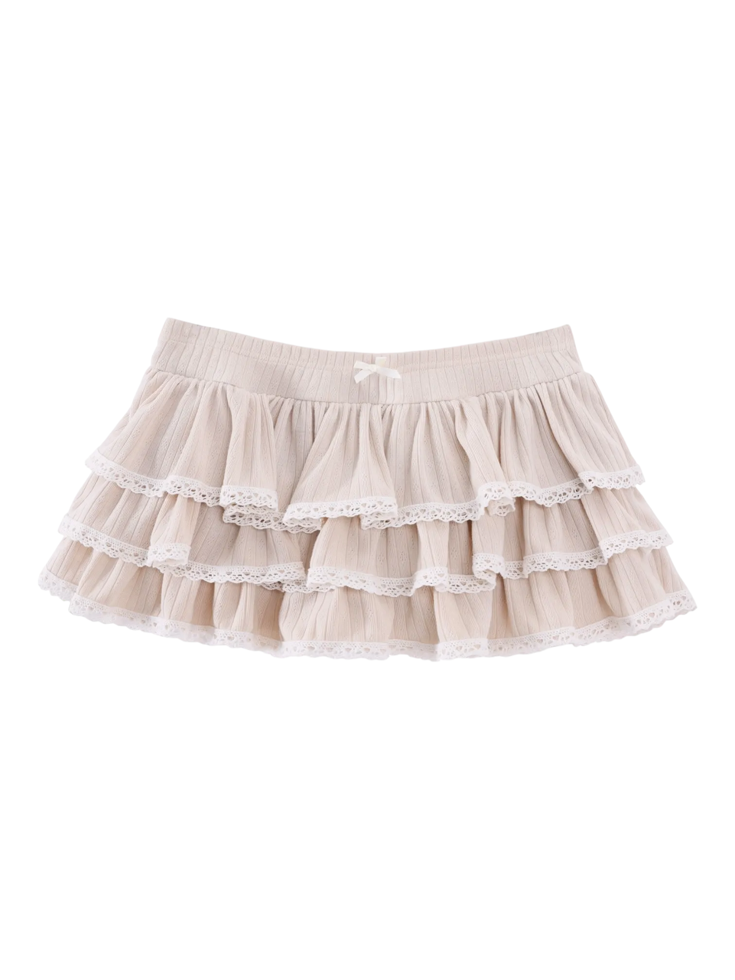Ballerina Bliss Ruffle Mini Skirt (Beige)