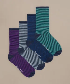 Bamboo Stripe Socks Stokeham by BAM (4 Pairs) Size 12-14