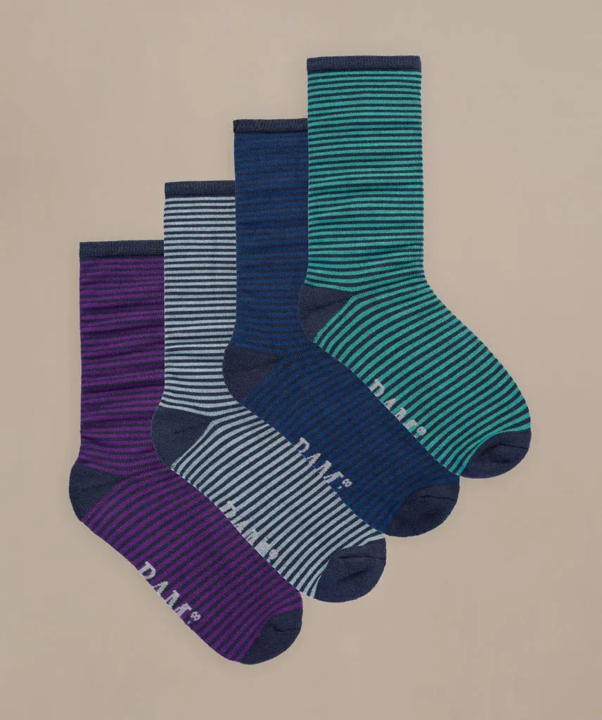 Bamboo Stripe Socks Stokeham by BAM (4 Pairs) Size 12-14
