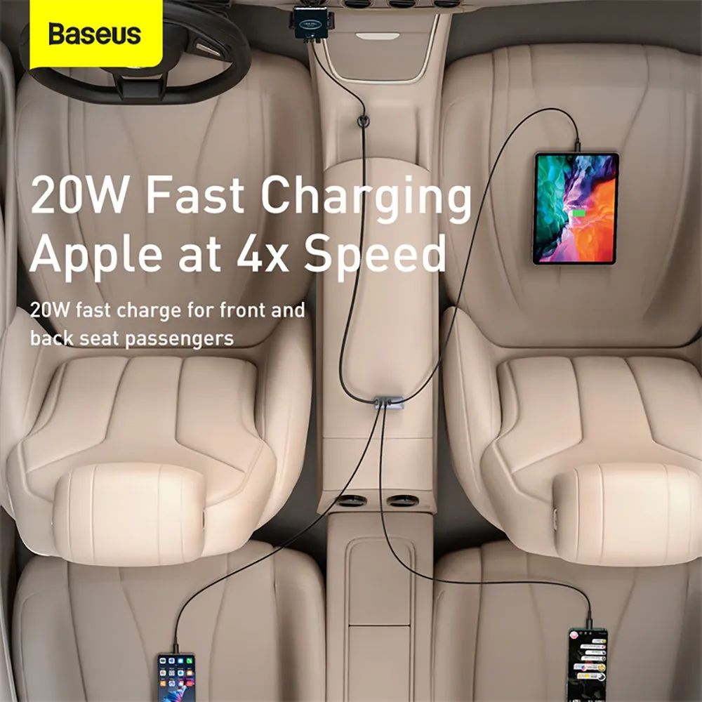 Baseus PPS Multi-port Fast Charging Car Charger with Extension Cord - 120W