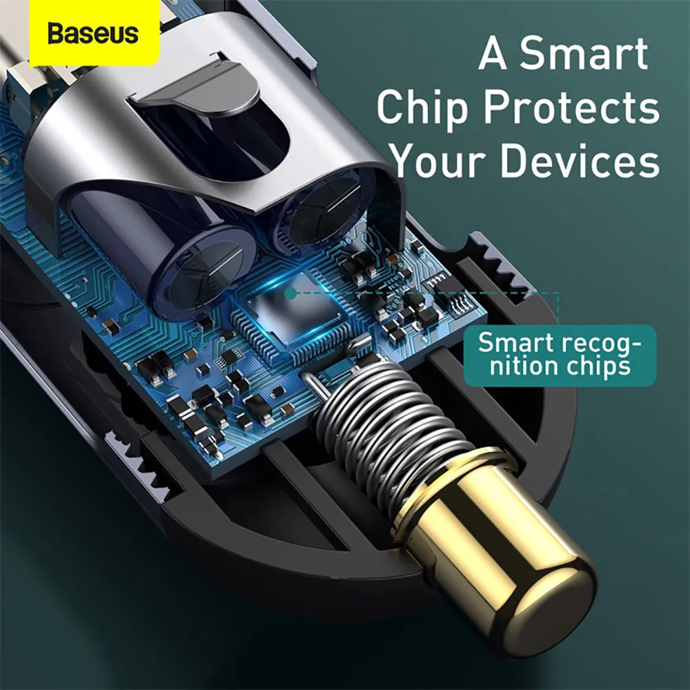 Baseus PPS Multi-port Fast Charging Car Charger with Extension Cord - 120W