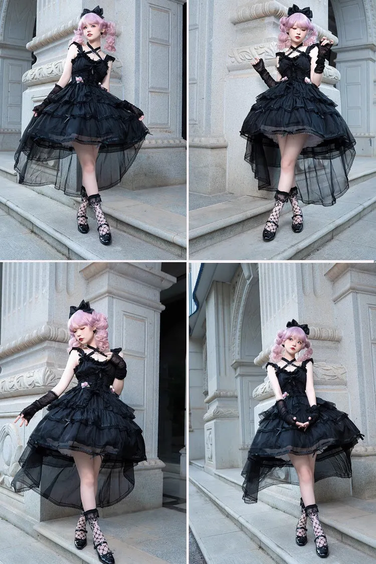 Black Sleeveless Multi-layer Hanayome Gothic Lolita Jsk Dress