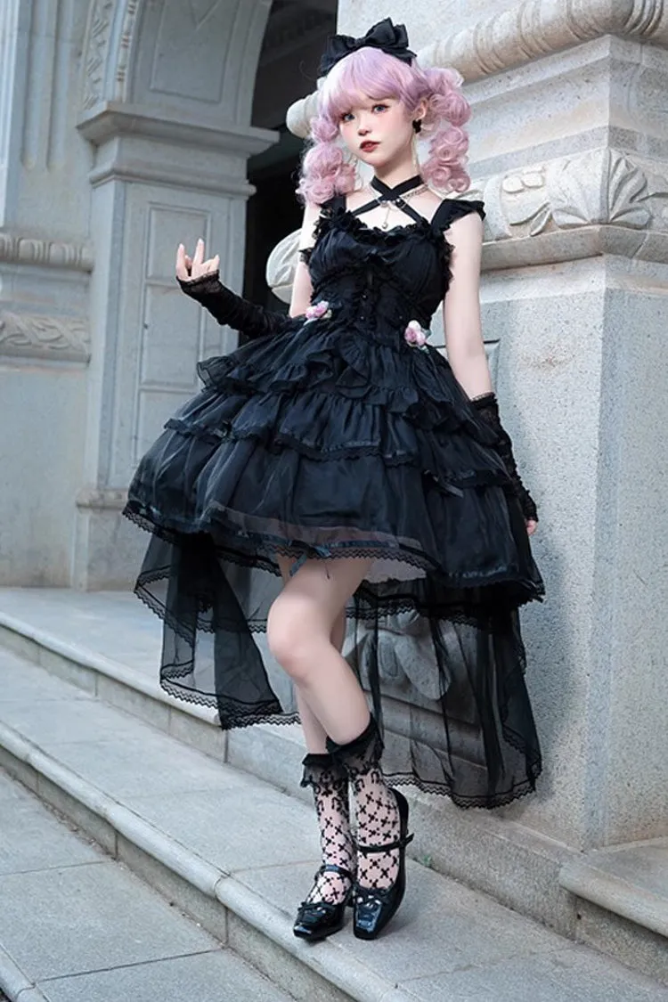 Black Sleeveless Multi-layer Hanayome Gothic Lolita Jsk Dress