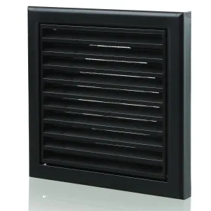 Blauberg DECOR 185X185/150S BLACK Plastic Vented Fixed Blade Air Ventilation Louvred Grille 6" 150mm