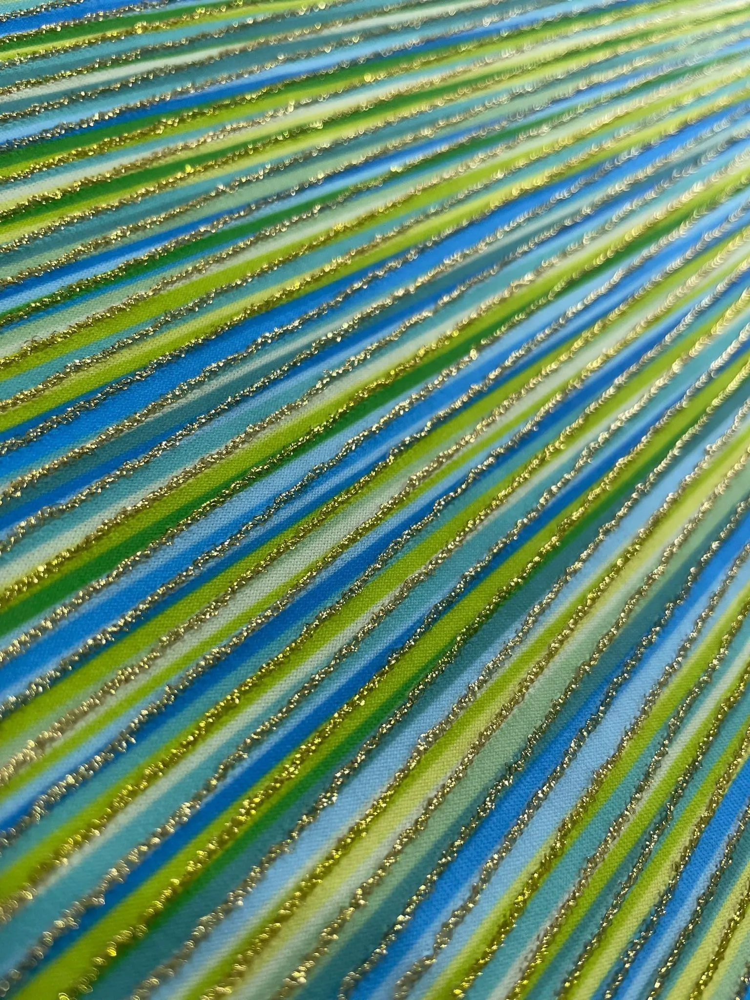 Blue Green Striped Shimmer Ottoman Fabric - Versatile 4-Way Stretch