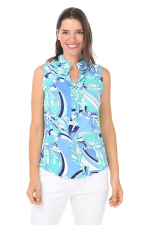 Blue St. Barths UPF50  Ruffle Sleeveless Top