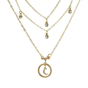 Bohemian Moon Rhinestone Pendant Multi-Layer Necklaces