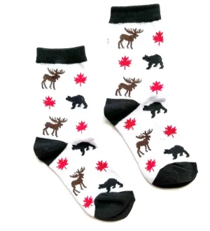 Canada Bear Moose Leaf Kids Crew Socks