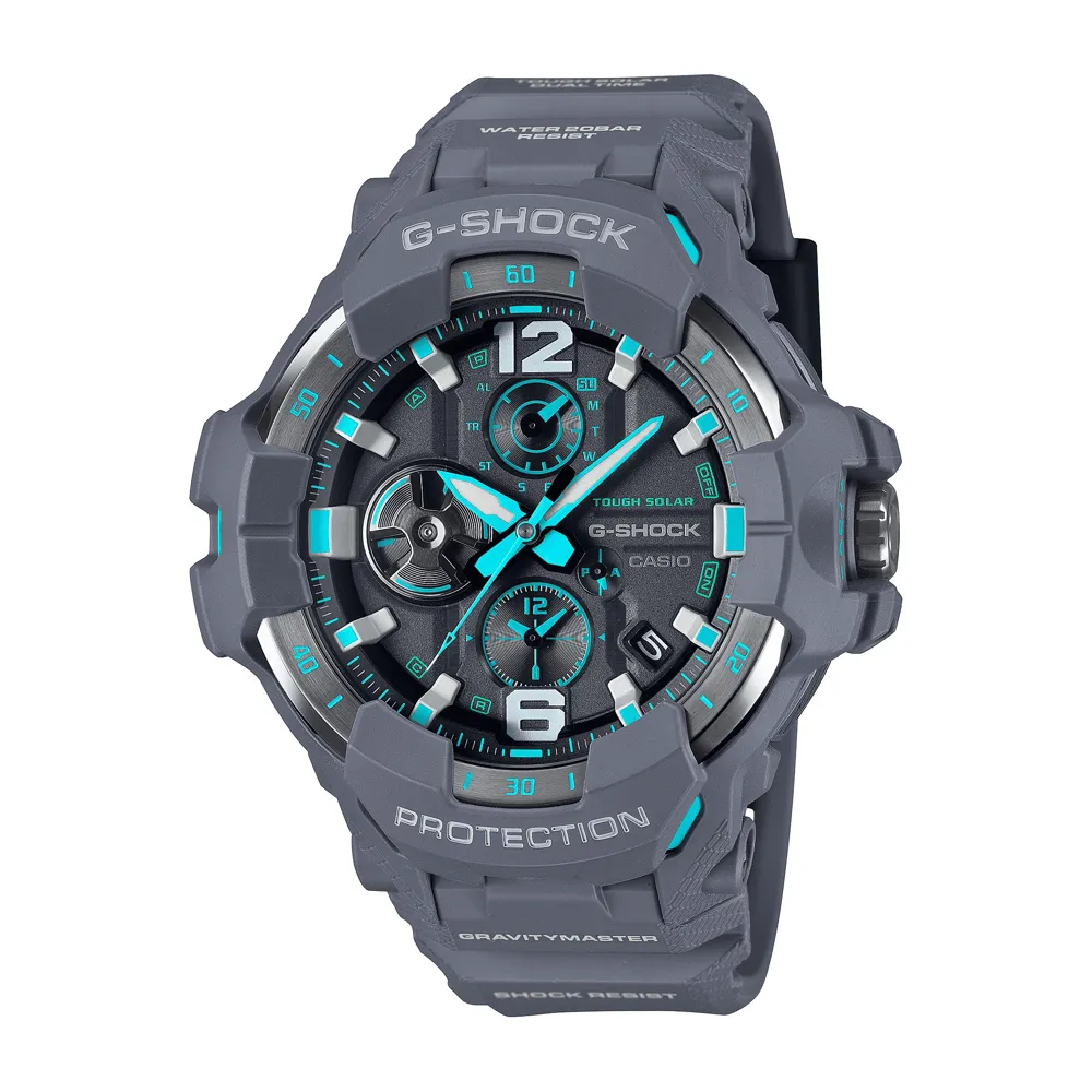 Casio G Shock Mog Gravity Master Solar Bluetooth Dual Stopwatch 200M Water Resistant Black W/ Blue Accent el Resin GRB300-8A2