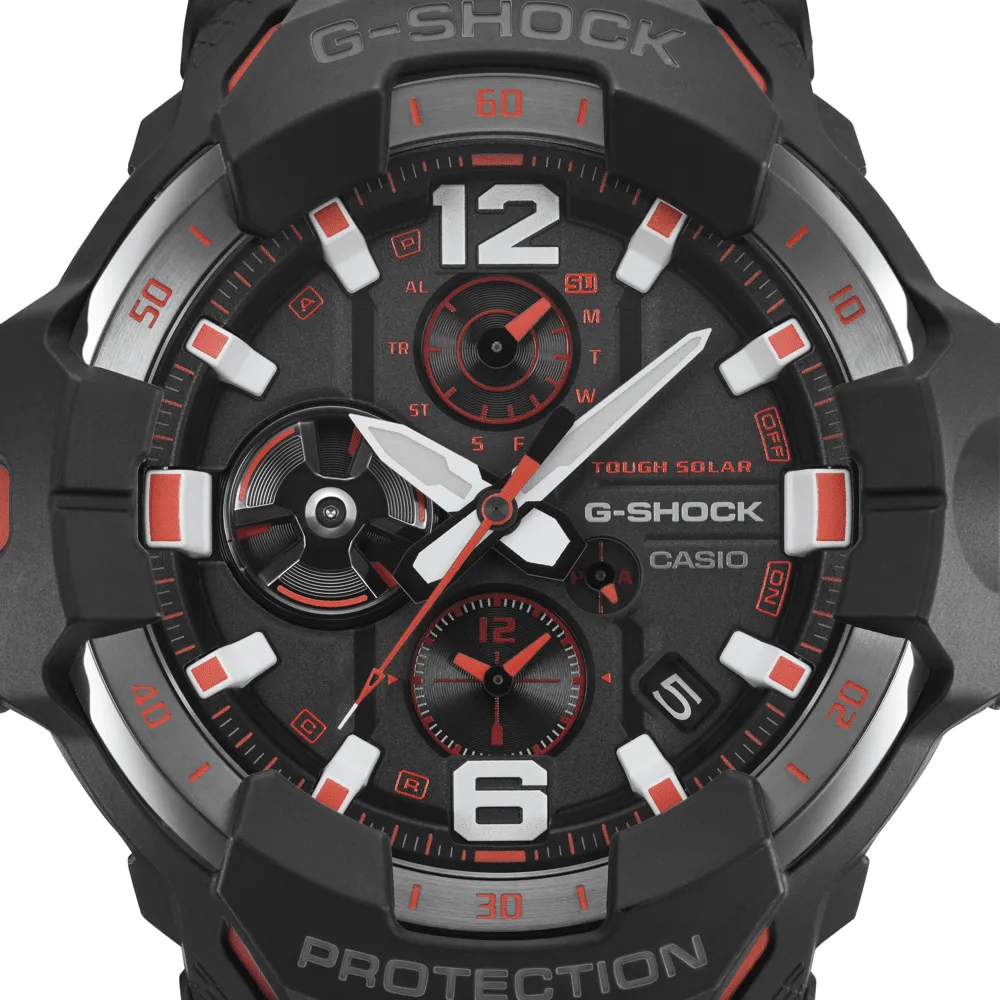 Casio G Shock Mog Gravity Master Solar Bluetooth Dual Stopwatch 200M Water Resistant Black W/ Red Accent el Resin GRB300-1A4