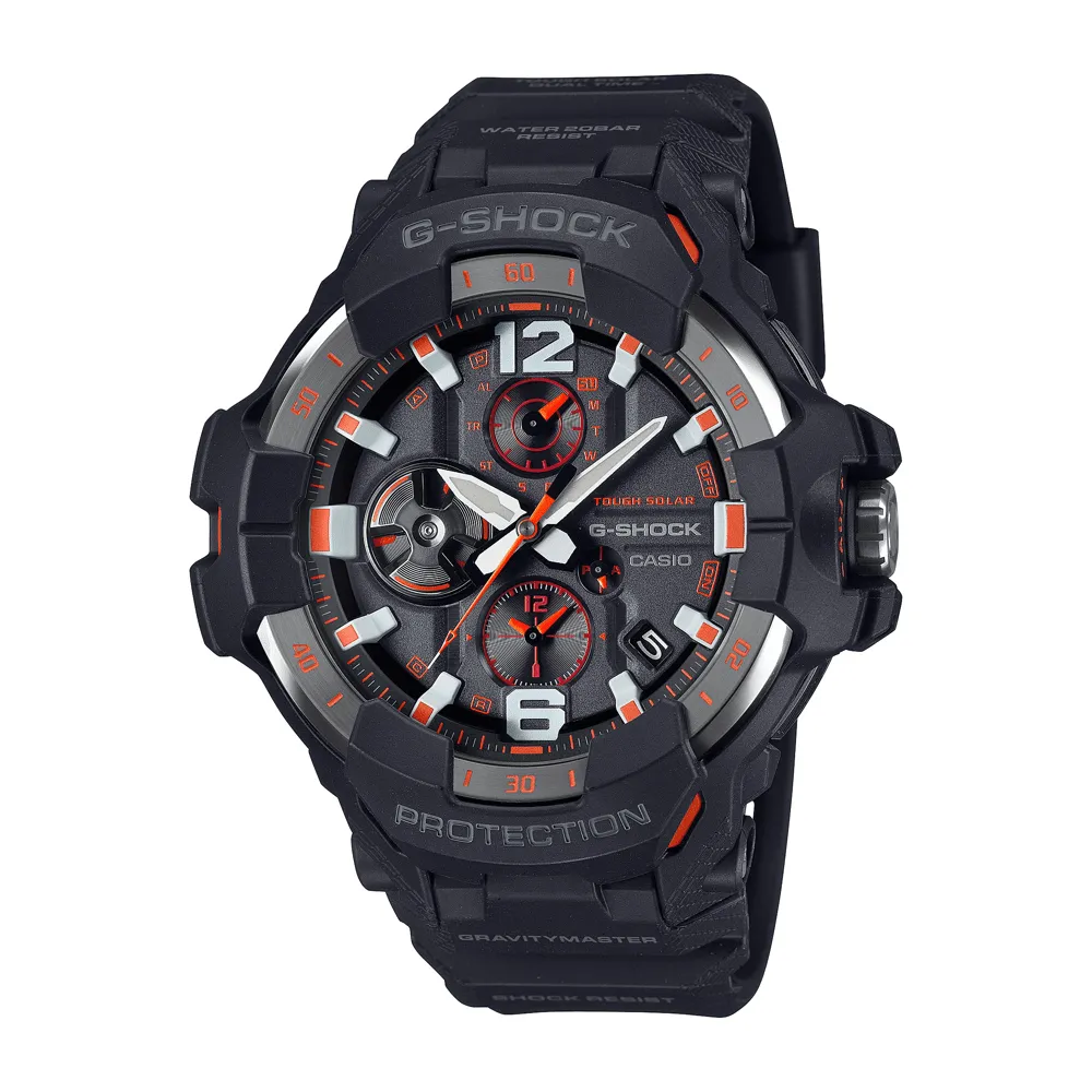 Casio G Shock Mog Gravity Master Solar Bluetooth Dual Stopwatch 200M Water Resistant Black W/ Red Accent el Resin GRB300-1A4