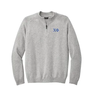 Chi Phi 1/4-Zip Monogrammed Sweater