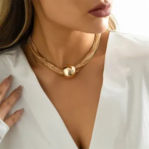 Classy Big Ball Multi-layer Choker Collarbone Chain Necklaces