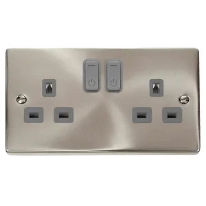 Click Deco VPSC30536GY Victorian Ingot 13A 2G RF Smart Socket - Satin Chrome (Grey)