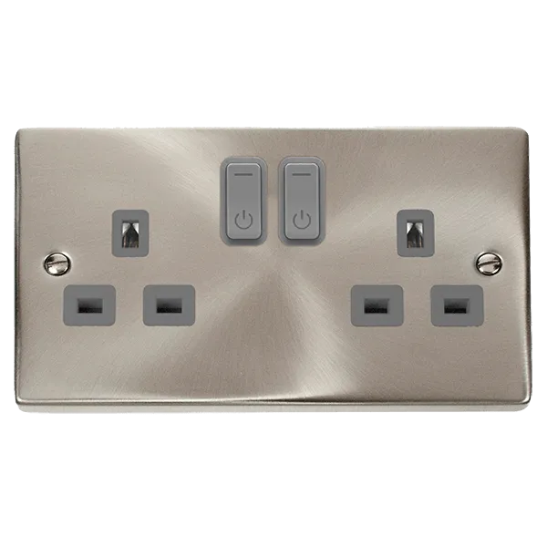 Click Deco VPSC30536GY Victorian Ingot 13A 2G RF Smart Socket - Satin Chrome (Grey)