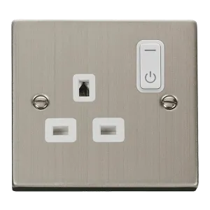 Click Deco VPSS30535WH Victorian Ingot 13A 1G RF Smart Socket - Stainless Steel (White)
