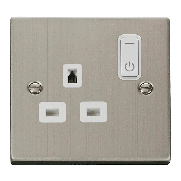 Click Deco VPSS30535WH Victorian Ingot 13A 1G RF Smart Socket - Stainless Steel (White)
