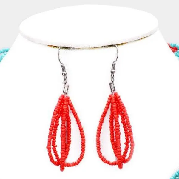 Crystal Seed Bead Cluster Knot Collar Necklace