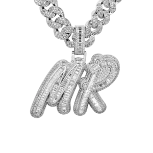 Custom Youth Iced Out Multi-layer Baguette Font Pendant