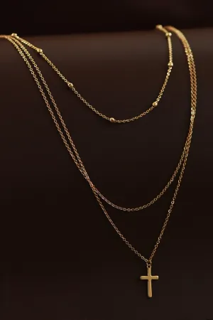 Dainty Layered Cross Necklace