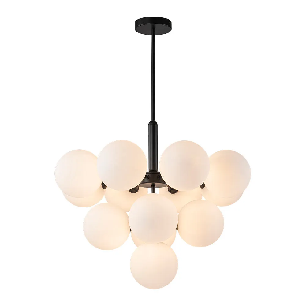 Delacroy 13 - Light Shaded Tiered Chandelier Everly Quinn Shade Pattern: Frosted, Finish: Black
