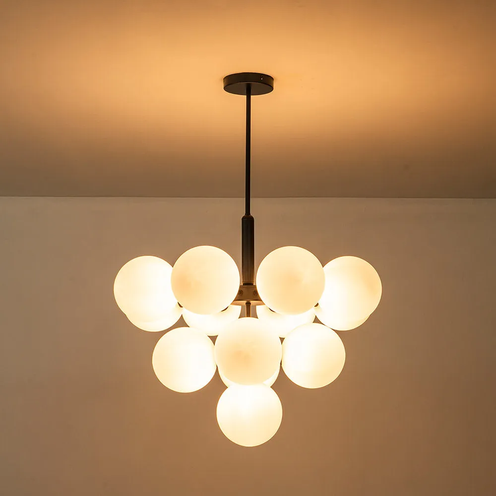 Delacroy 13 - Light Shaded Tiered Chandelier Everly Quinn Shade Pattern: Frosted, Finish: Black