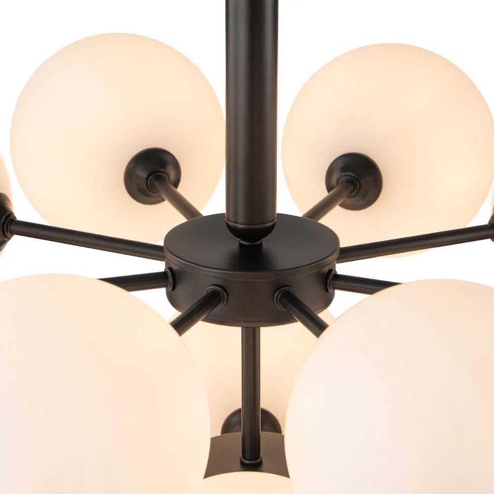 Delacroy 13 - Light Shaded Tiered Chandelier Everly Quinn Shade Pattern: Frosted, Finish: Black