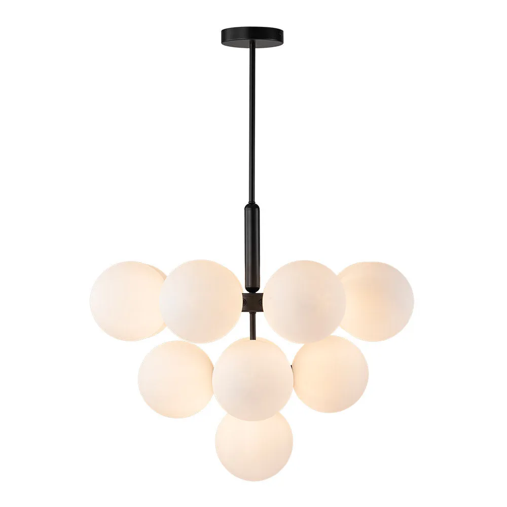 Delacroy 13 - Light Shaded Tiered Chandelier Everly Quinn Shade Pattern: Frosted, Finish: Black