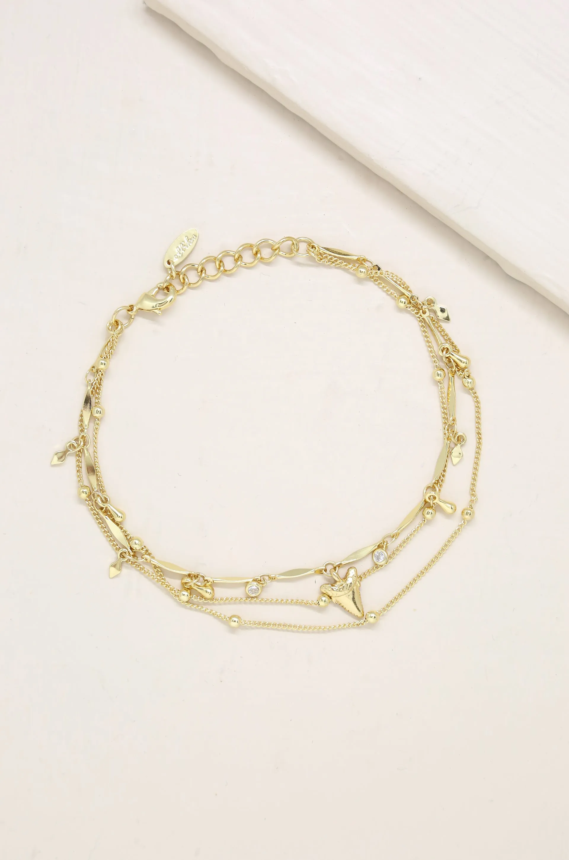 Delicate 18k Gold Plated Chain & Shark Tooth Anklet