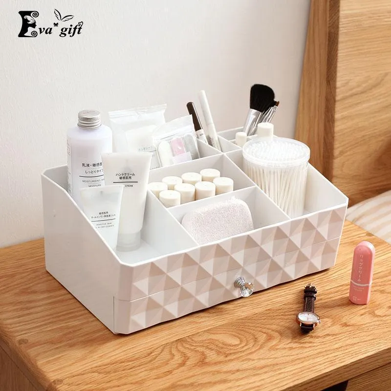 Double layer makeup organizer box multi-functional