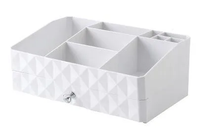 Double layer makeup organizer box multi-functional