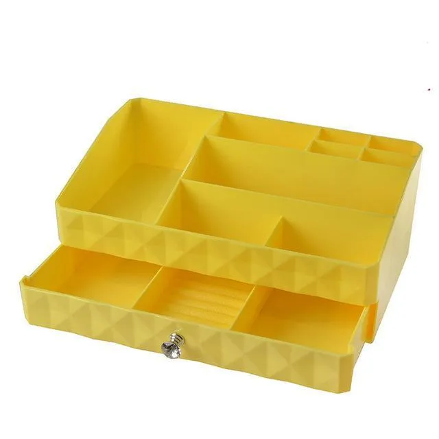 Double layer makeup organizer box multi-functional