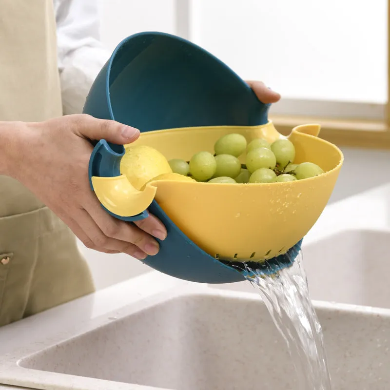Double-layer rotating drain basket