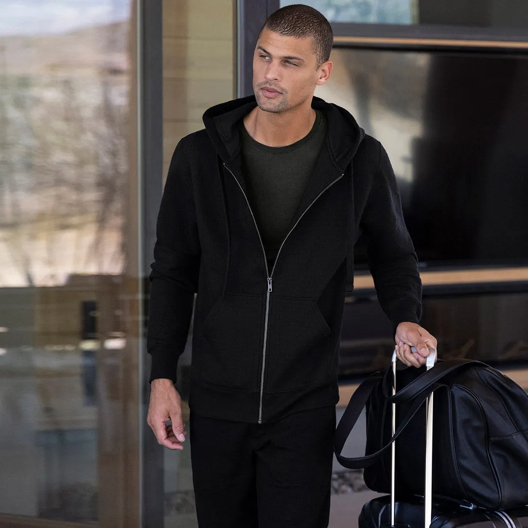 Dual Layer Zip Hoodie Black